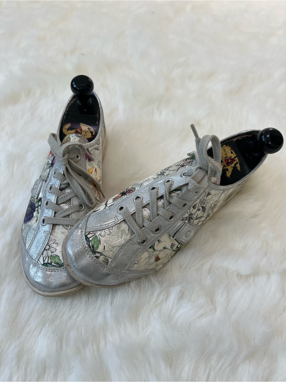 Floral Leather shoes sneakers Women 39 Retro style